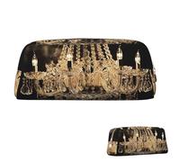 SDTYKHJ Pencil Case Gorgeous Crystal Chandelier Big Pencil Bag Portable Coin Pouch Aesthetic Cosmetic Bag Leather Makeup Bag, Gold, One size