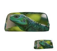 SDTYKHJ Pencil Case Green Lizard Big Pencil Bag Portable Coin Pouch Aesthetic Cosmetic Bag Leather Makeup Bag, Gold, One size