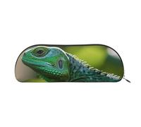 SDTYKHJ Pencil Case Green Lizard Big Pencil Bag Portable Coin Pouch Aesthetic Cosmetic Bag Leather Makeup Bag, Silver, One size