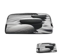 SDTYKHJ Pencil Case Grey Zen Stones Picture Big Pencil Bag Portable Coin Pouch Aesthetic Cosmetic Bag Leather Makeup Bag, Silver, One size