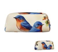 SDTYKHJ Pencil Case Happy Bluebirds Big Pencil Bag Portable Coin Pouch Aesthetic Cosmetic Bag Leather Makeup Bag