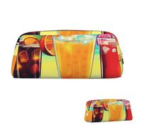 SDTYKHJ Pencil Case Happy Hour Big Pencil Bag Portable Coin Pouch Aesthetic Cosmetic Bag Leather Makeup Bag, Gold, One Size