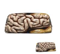 SDTYKHJ Pencil Case Human Brain Big Pencil Bag Portable Coin Pouch Aesthetic Cosmetic Bag Leather Makeup Bag, Silver, One Size