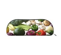 SDTYKHJ Pencil Case Introduction of Various Vegetables Big Pencil Bag Portable Coin Pouch Aesthetic Cosmetic Bag Leather Makeup Bag, Silver, One Size