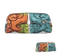 SDTYKHJ Pencil Case Left and Right Brain Functions Big Pencil Bag Portable Coin Pouch Aesthetic Cosmetic Bag Leather Makeup Bag