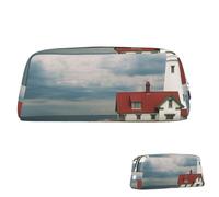 SDTYKHJ Pencil Case Lighthouse Backdrop Big Pencil Bag Portable Coin Pouch Aesthetic Cosmetic Bag Leather Makeup Bag, Silver, One Size
