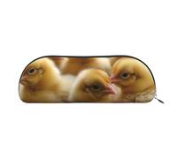 SDTYKHJ Pencil Case Little Chickens Big Pencil Bag Portable Coin Pouch Aesthetic Cosmetic Bag Leather Makeup Bag, Silver, One Size