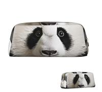 SDTYKHJ Pencil Case Lovely Panda Bear Head Big Pencil Bag Portable Coin Pouch Aesthetic Cosmetic Bag Leather Makeup Bag, Gold, One size