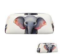 SDTYKHJ Pencil Case Lucky Elephant Big Pencil Bag Portable Coin Pouch Aesthetic Cosmetic Bag Leather Makeup Bag, Gold, One size
