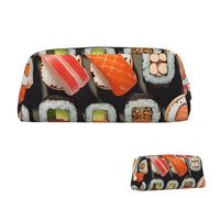 SDTYKHJ Pencil Case Many Sushi Food Big Pencil Bag Portable Coin Pouch Aesthetic Cosmetic Bag Leather Makeup Bag, Gold, One Size
