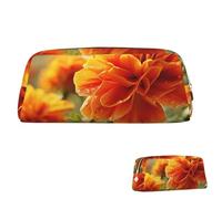 SDTYKHJ Pencil Case Marigold Flower Autumn Flowers Big Pencil Bag Portable Coin Pouch Aesthetic Cosmetic Bag Leather Makeup Bag