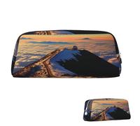 SDTYKHJ Pencil Case Mauna Kea Summit Sunset Big Pencil Bag Portable Coin Pouch Aesthetic Cosmetic Bag Leather Makeup Bag