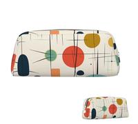 SDTYKHJ Pencil Case Modern Mid Century Big Pencil Bag Portable Coin Pouch Aesthetic Cosmetic Bag Leather Makeup Bag, Silver, One size