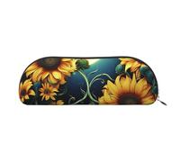 SDTYKHJ Pencil Case Moonlight Sunflower Pattern Big Pencil Bag Portable Coin Pouch Aesthetic Cosmetic Bag Leather Makeup Bag, Silver, One Size