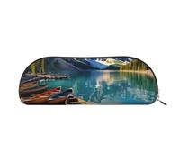 SDTYKHJ Pencil Case Moraine Lake Canoes Big Pencil Bag Portable Coin Pouch Aesthetic Cosmetic Bag Leather Makeup Bag, Gold, One Size