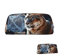 SDTYKHJ Pencil Case Mountain Lions Big Pencil Bag Portable Coin Pouch Aesthetic Cosmetic Bag Leather Makeup Bag, Gold, One Size