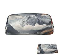 SDTYKHJ Pencil Case Mountain Top Clouds Big Pencil Bag Portable Coin Pouch Aesthetic Cosmetic Bag Leather Makeup Bag, Silver, One Size