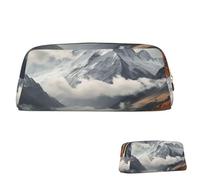 SDTYKHJ Pencil Case Mountain Top Clouds Big Pencil Bag Portable Coin Pouch Aesthetic Cosmetic Bag Leather Makeup Bag, Gold, One size