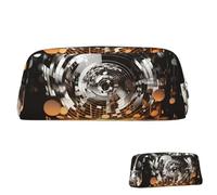 SDTYKHJ Pencil Case Musical Theme Music Clefs Big Pencil Bag Portable Coin Pouch Aesthetic Cosmetic Bag Leather Makeup Bag, Silver, One Size