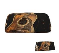 SDTYKHJ Pencil Case Old west guitar Big Pencil Bag Portable Coin Pouch Aesthetic Cosmetic Bag Leather Makeup Bag