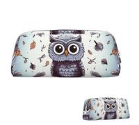 SDTYKHJ Pencil Case Owl Tree Branches Big Pencil Bag Portable Coin Pouch Aesthetic Cosmetic Bag Leather Makeup Bag, Silver, One Size