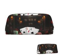 SDTYKHJ Pencil Case Poker Tournament Big Pencil Bag Portable Coin Pouch Aesthetic Cosmetic Bag Leather Makeup Bag