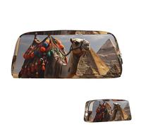 SDTYKHJ Pencil Case Pyramid Camel Big Pencil Bag Portable Coin Pouch Aesthetic Cosmetic Bag Leather Makeup Bag, Silver, One size