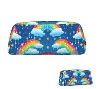 SDTYKHJ Pencil Case Rainbow Clouds Raindrop Big Pencil Bag Portable Coin Pouch Aesthetic Cosmetic Bag Leather Makeup Bag