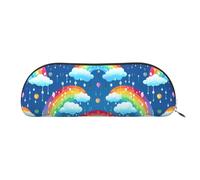 SDTYKHJ Pencil Case Rainbow Clouds Raindrop Big Pencil Bag Portable Coin Pouch Aesthetic Cosmetic Bag Leather Makeup Bag, Silver, One Size