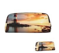 SDTYKHJ Pencil Case Rainbows Lighthouse Seaside Big Pencil Bag Portable Coin Pouch Aesthetic Cosmetic Bag Leather Makeup Bag
