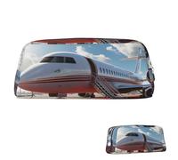 SDTYKHJ Pencil Case Red Carpet Airplane Big Pencil Bag Portable Coin Pouch Aesthetic Cosmetic Bag Leather Makeup Bag, Silver, One Size