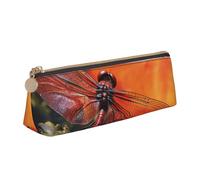 SDTYKHJ Pencil Case Red Dragonfly Big Pencil Bag Portable Coin Pouch Aesthetic Cosmetic Bag Leather Makeup Bag