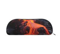 SDTYKHJ Pencil Case Red Hot Lava from Kilauea Volcano Big Pencil Bag Portable Coin Pouch Aesthetic Cosmetic Bag Leather Makeup Bag, Silver, One size