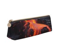 SDTYKHJ Pencil Case Red Hot Lava from Kilauea Volcano Big Pencil Bag Portable Coin Pouch Aesthetic Cosmetic Bag Leather Makeup Bag