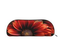 SDTYKHJ Pencil Case Red Sunflower Big Pencil Bag Portable Coin Pouch Aesthetic Cosmetic Bag Leather Makeup Bag, Silver, One Size