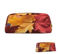 SDTYKHJ Pencil Case Red Yellow Fall Maple Leafs Big Pencil Bag Portable Coin Pouch Aesthetic Cosmetic Bag Leather Makeup Bag