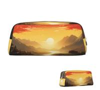 SDTYKHJ Pencil Case Rising Sun Big Pencil Bag Portable Coin Pouch Aesthetic Cosmetic Bag Leather Makeup Bag, Silver, One Size