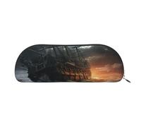 SDTYKHJ Pencil Case Scary Ship at Sea Big Pencil Bag Portable Coin Pouch Aesthetic Cosmetic Bag Leather Makeup Bag