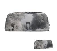 SDTYKHJ Pencil Case Snowy Train Tracks Big Pencil Bag Portable Coin Pouch Aesthetic Cosmetic Bag Leather Makeup Bag, Silver, One Size