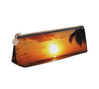 SDTYKHJ Pencil Case Sunset Sea Tropical Palm Tree Scenery Big Pencil Bag Portable Coin Pouch Aesthetic Cosmetic Bag Leather Makeup Bag
