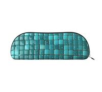 SDTYKHJ Pencil Case Turquoise Small Dot Tiles Big Pencil Bag Portable Coin Pouch Aesthetic Cosmetic Bag Leather Makeup Bag, Silver, One size