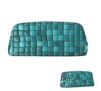 SDTYKHJ Pencil Case Turquoise Small Dot Tiles Big Pencil Bag Portable Coin Pouch Aesthetic Cosmetic Bag Leather Makeup Bag