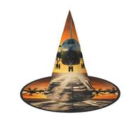 SDTYKHJ Plane Landing on Runways Halloween Witch Hat for Women Men Wide Brim Foldable Witches Hats Party Cosplay Costume Hat, Black, 3 PCS