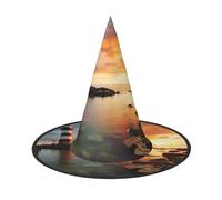 SDTYKHJ Rainbows Lighthouse Seaside Halloween Witch Hat for Women Men Wide Brim Foldable Witches Hats Party Cosplay Costume Hat 2 PCS