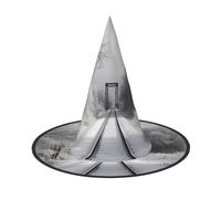 SDTYKHJ Snowy Train Tracks Halloween Witch Hat for Women Men Wide Brim Foldable Witches Hats Party Cosplay Costume Hat 1