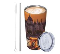 SDTYKHJ Sunset Budapest 20oz Skinny Tumbler with Lid and Straws, Stainless Steel Vacuum Insulated Double Wall Coffee Mug, Leak Proof Travel Mug for Home, Office, al