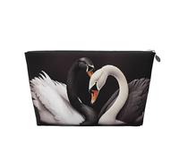 SDTYKHJ Travel Makeup Bag Large Capacity Cosmetic Bags for Women,Waterproof Portable Shaving Bag Small Toiletry Bag Black White Swan Love Heart Leather Cosmetic Organizer Bags for Traveling, Silver