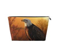 SDTYKHJ Travel Makeup Bag Large Capacity Cosmetic Bags for Women,Waterproof Portable Shaving Bag Small Toiletry Bag Golden Sunset Bald Eagle Leather Cosmetic Organizer Bags for Traveling, Silver, One
