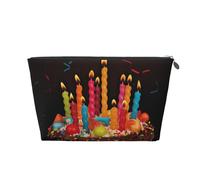 SDTYKHJ Travel Makeup Bag Large Capacity Cosmetic Bags for Women,Waterproof Portable Shaving Bag Small Toiletry Bag Happy Birthday Big Cake Leather Cosmetic Organizer Bags for Traveling, Silver, One