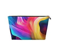 SDTYKHJ Travel Makeup Bag Large Capacity Cosmetic Bags for Women,Waterproof Portable Shaving Bag Small Toiletry Bag Colorful waves Leather Cosmetic Organizer Bags for Traveling, Gold, One Size
